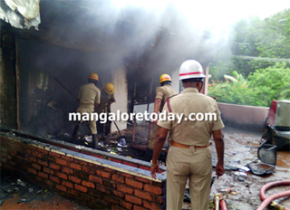 Up in flames. Air condition shop in Manipal gutted after fire.